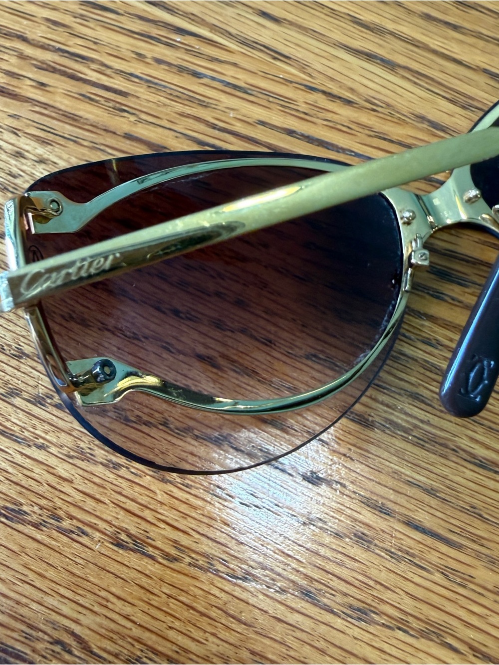 Cartier Vintage Cartier Cat Eye Rimless Sunglasses Gold /Lens Gradient Brown - Picture 14 of 15